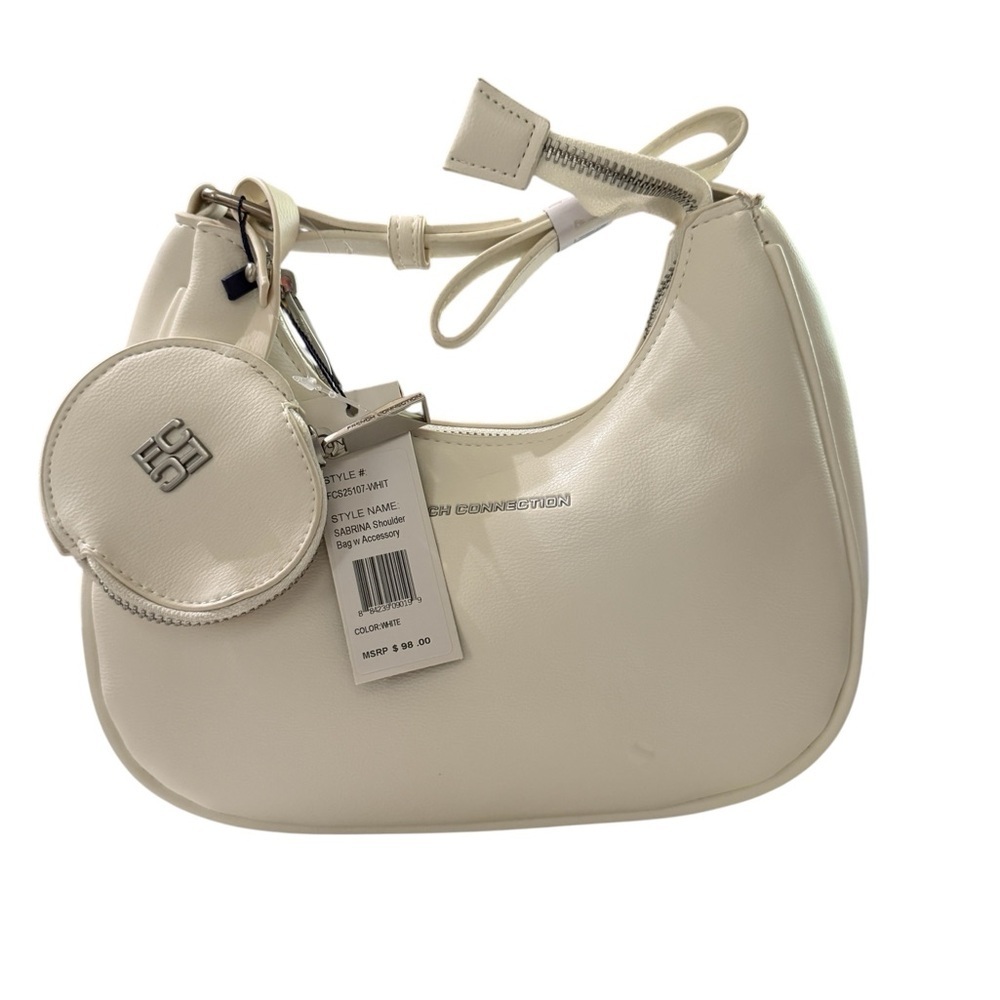 French Connection Sabrina Shoulder Bag w/ Accessory – White